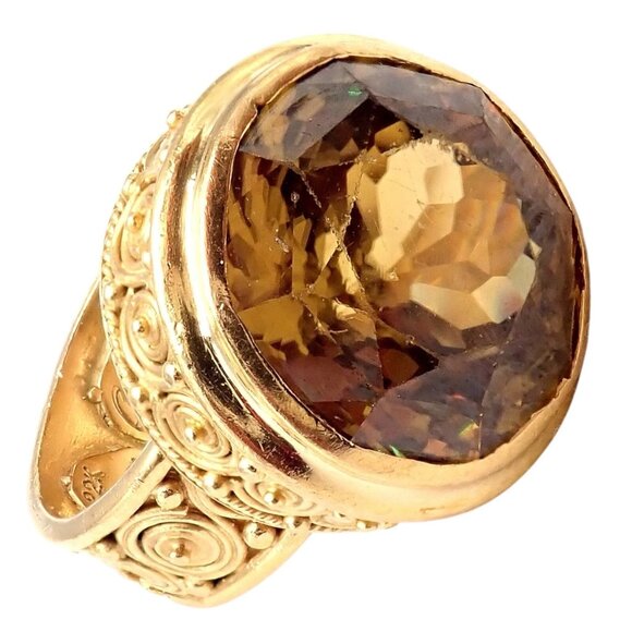 Carolyn Tyler 22k Yellow Gold Seven Seas Large Golden Yellow Zircon Ring - Picture 11 of 15